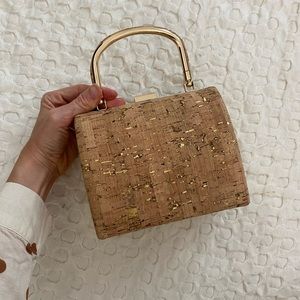 Small cork with gold handbag purse